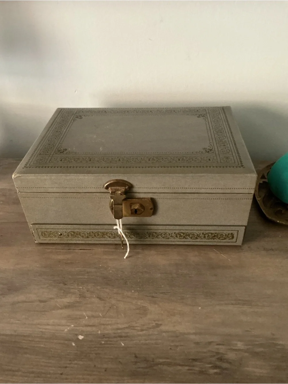 Decorative Gray Jewelry Storage Box with lock